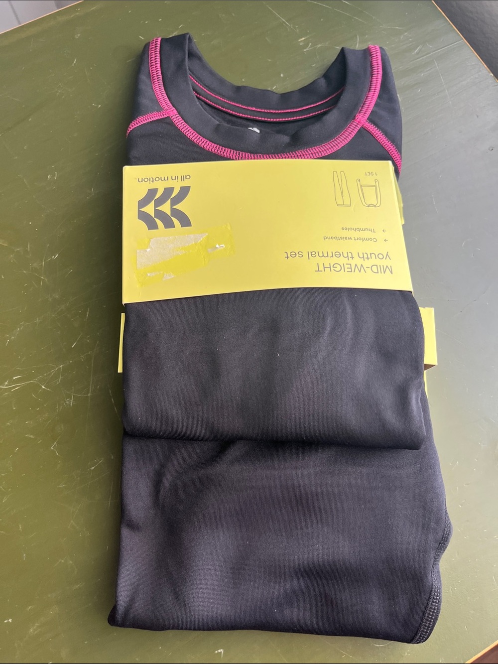 all in motion Black Long Sleeve Youth Top with Pink Trim